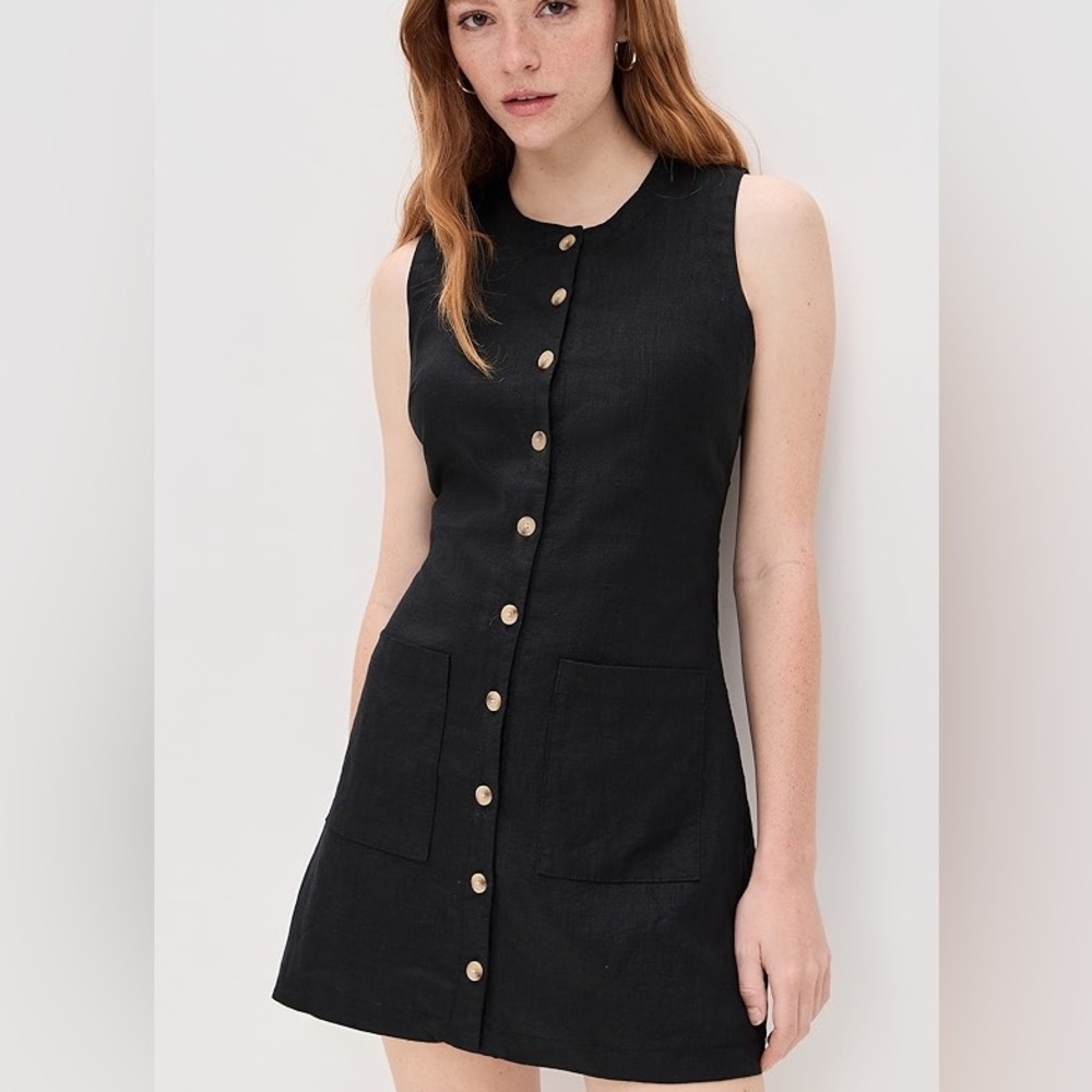 [BLANKNYC] Women's City Nights Black Linen Mini Dress Size Large